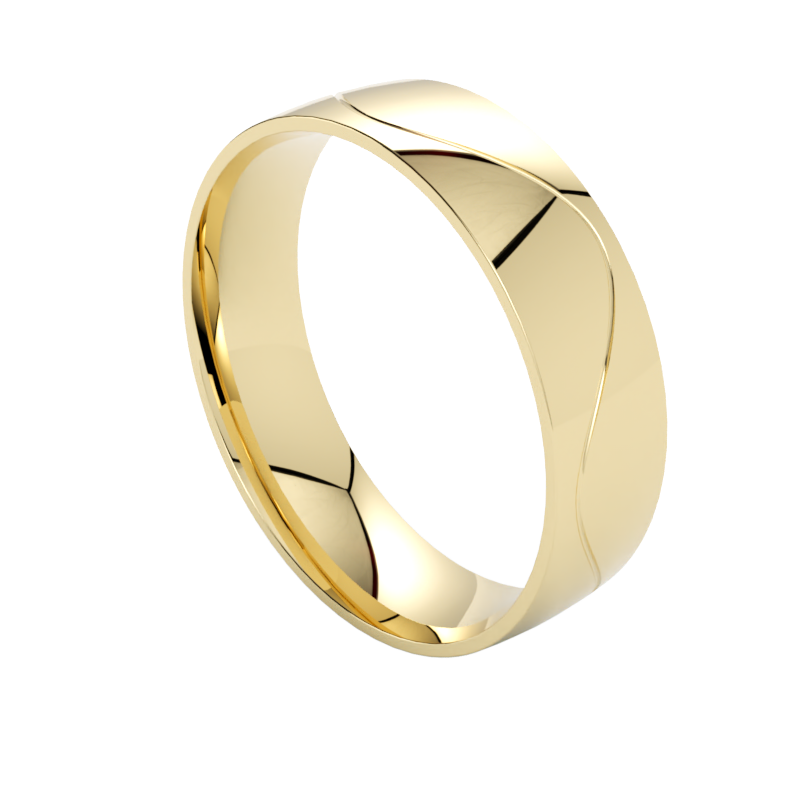 złote obrączki ślubne półokrągłe z falą w żółtym złocie